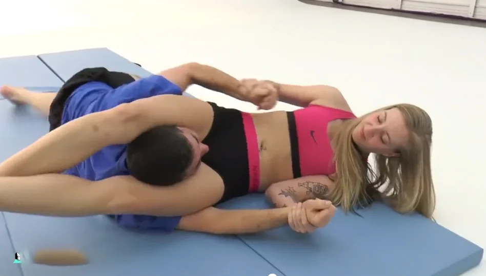 Sexy, Fit Blonde Wrestles Him